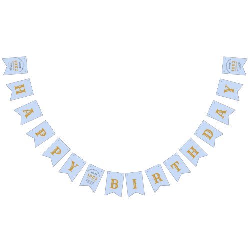 40th Birthday 1982 Blue Gold Name Chic Bunting Flags