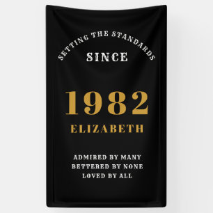 40th Birthday 1982 Elegant Chic Gold Black Banner