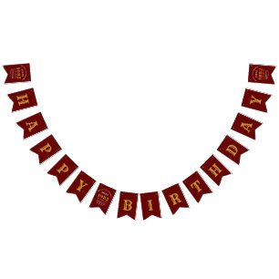 40th Birthday 1982 Red Gold Name Chic Bunting Flags
