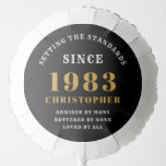 40th Birthday 1983 Add Name Black Gold Balloon<br><div class="desc">A wonderful birthday gold design on a party balloon for that special celebration. Easily customize the text using the template provided. Part of the setting standards range of birthday supplies.</div>