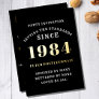 40th Birthday 1984 Black Gold Personalized For Him Foil Invitation