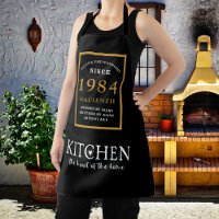40th Birthday 1984 Name Elegant Black Gold Chic