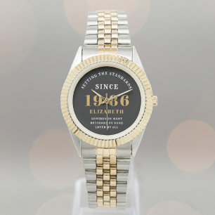 40th Birthday 1986 Elegant Black White Chic Watch