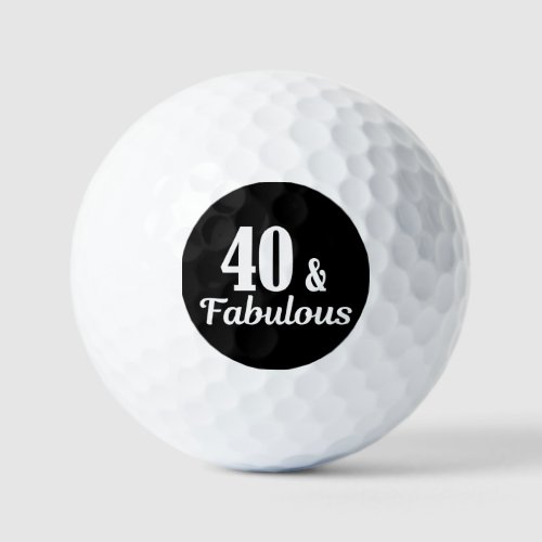 40th Birthday 40  Fabulous Button Golf Balls