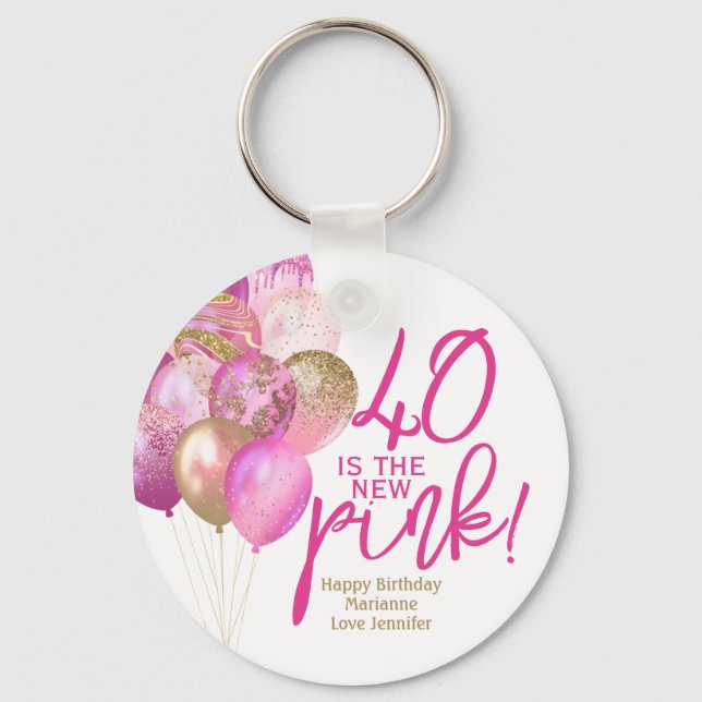 40th Birthday 40 Is the New Pink Keychain (Front)