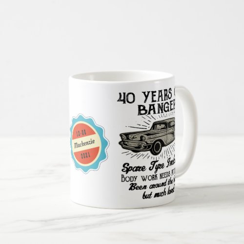 40th Birthday 40 Personalized Funny Vintage Car Coffee Mug