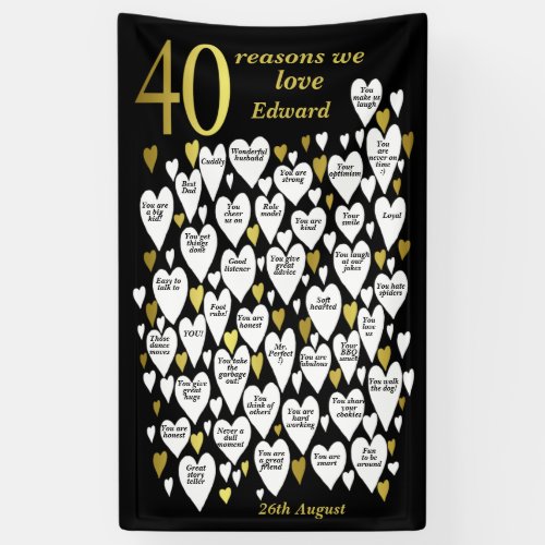 40th Birthday 40 Reasons We Love You Banner