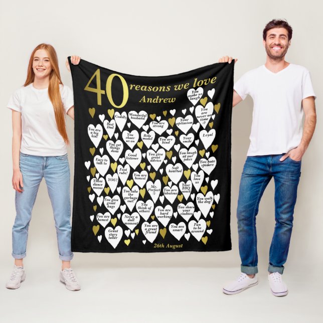 40th Birthday 40 Reasons We Love You Fleece Blanket (In Situ)