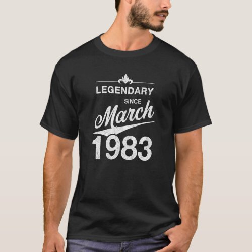 40th Birthday 40 Year Old Born in March 1983 Vinta T_Shirt