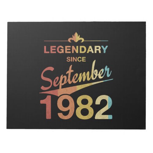 40th Birthday 40 Year Old Born September 1982 Gift Notepad