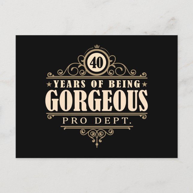40th Birthday (40 Years Of Being Gorgeous) Postcard (Front)