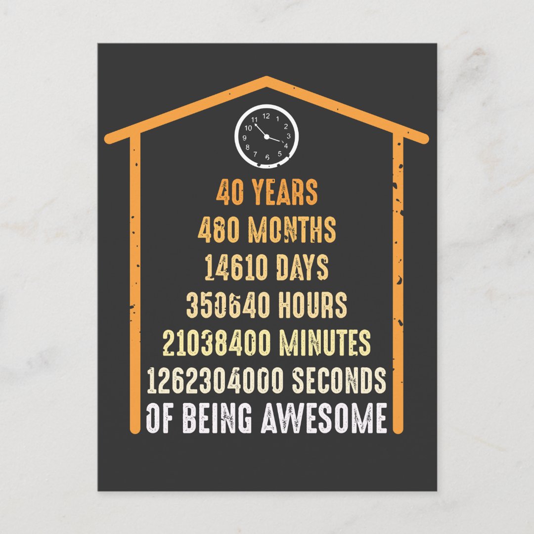 480 Months Is How Many Years 40th Birthday 40 Years Old 480 Months Postcard | Zazzle