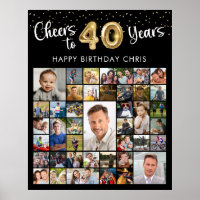 40th Birthday 41 Photo Collage Cheers to 40 Years