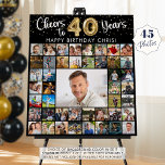 40th Birthday 45 Photo Collage Cheers to 40 Years Foam Board<br><div class="desc">Create a 40th birthday photo memory display foam board utilizing this easy-to-upload photo collage template with 45 pictures of him or her through the years for a fun birthday party decoration and commemorative keepsake. The design features the title CHEERS TO 40 YEARS with gold foil balloon numbers and your custom...</div>