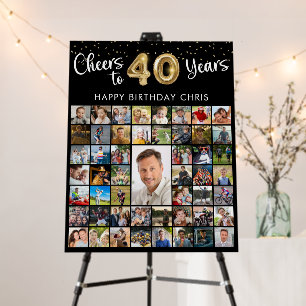 40th Birthday 51 Photo Collage Cheers to 40 Years Foam Board