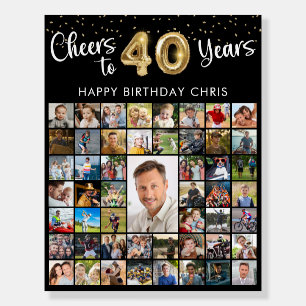 40th Birthday 51 Photo Collage Cheers to 40 Years Foam Board
