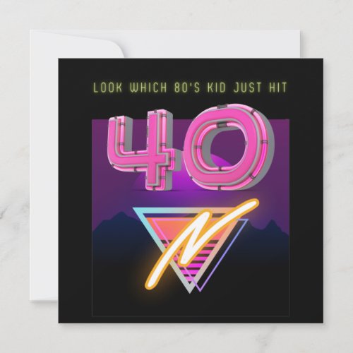 40th Birthday 80s themed Invitation