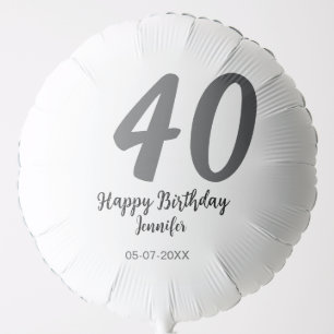 40th birthday add name date year black template go balloon