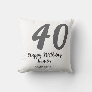 40th birthday add name date year black template go throw pillow
