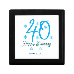 40th birthday add name date year blue template gift box