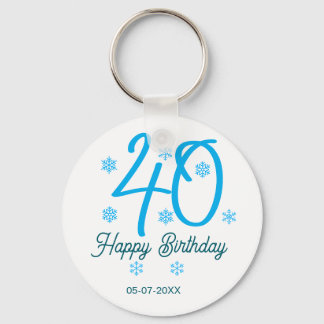40th birthday add name date year blue template keychain
