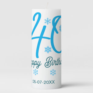 40th birthday add name date year blue template pillar candle