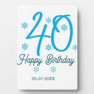 40th birthday add name date year blue template plaque