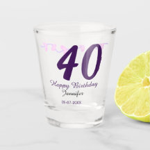 40th birthday add name date year purple floral pin