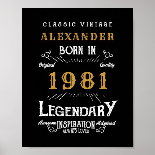 40th Birthday Add Your Name Born 1981 Legendary Poster