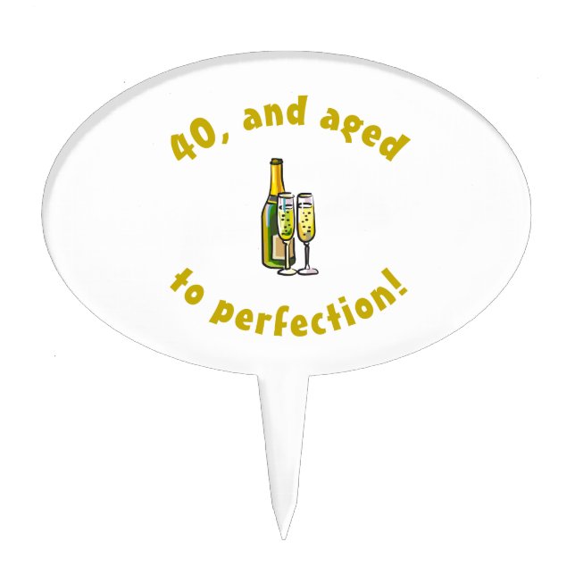 40th Birthday Aged To Perfection Cake Topper (Front)