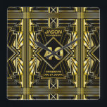 40th Birthday Art Deco Gold Black Great Gatsby Square Wall Clock<br><div class="desc">Celebrate your milestone birthday in style with this unique Art Deco-style,  Great Gatsby-inspired design featuring geometric shapes in bright gold over black background. An elegant,  classy,  gender neutral look perfect for commemorating that special birthday with the jazz-infused taste of the Roaring Twenties.</div>