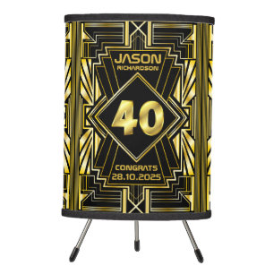 40th Birthday Art Deco Gold Black Great Gatsby Tripod Lamp
