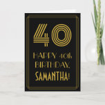 [ Thumbnail: 40th Birthday: Art Deco Inspired Look "40" & Name Card ]