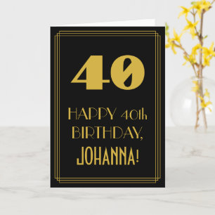 40th Birthday – Art Deco Inspired Look "40" & Name Card