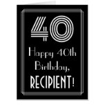 [ Thumbnail: 40th Birthday — Art Deco Inspired Look “40” + Name Card ]