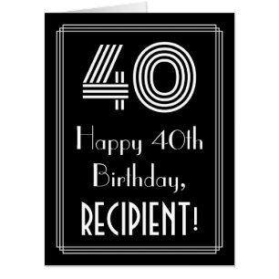 40th Birthday — Art Deco Inspired Look “40” + Name Card