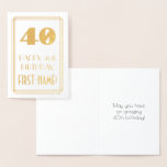 [ Thumbnail: 40th Birthday: Art Deco Inspired Look "40" & Name Foil Card ]