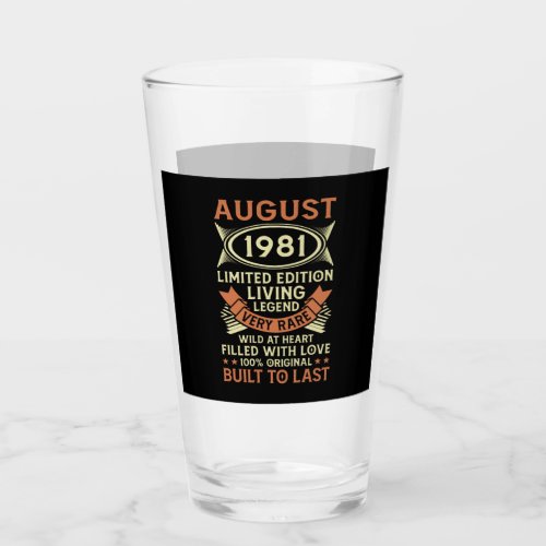 40th Birthday August Gift Vintage 1981 40 Years Glass