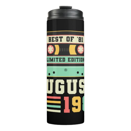 40th Birthday August Gift Vintage 1981 40 Years Thermal Tumbler