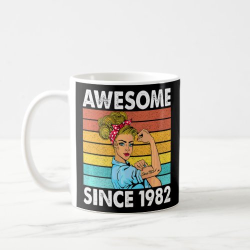 40th Birthday Awesome Since 1982 Girl Rainbow Moth Coffee Mug