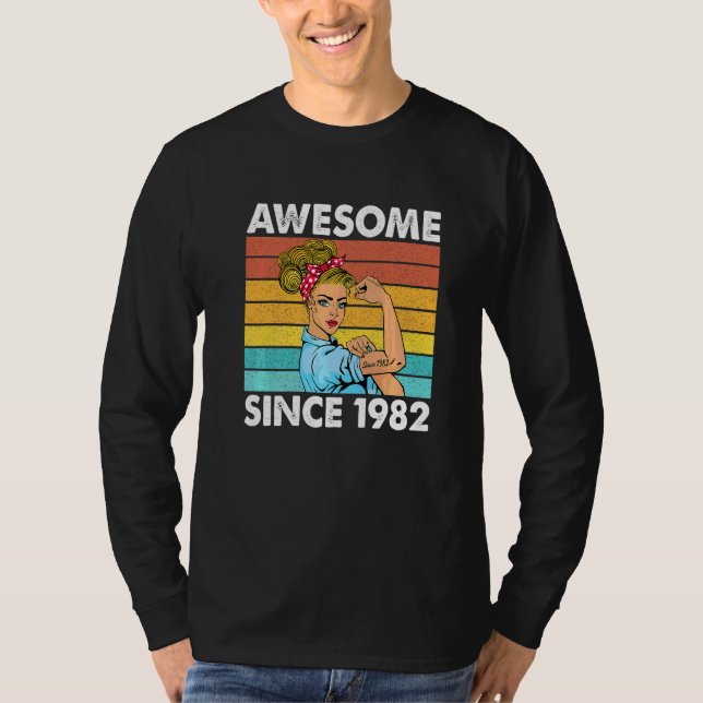 40th Birthday Awesome Since 1982 Girl Rainbow Moth T-Shirt (Front)