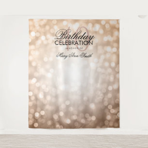 40th Birthday Backdrop Rose Gold Glitter Lights