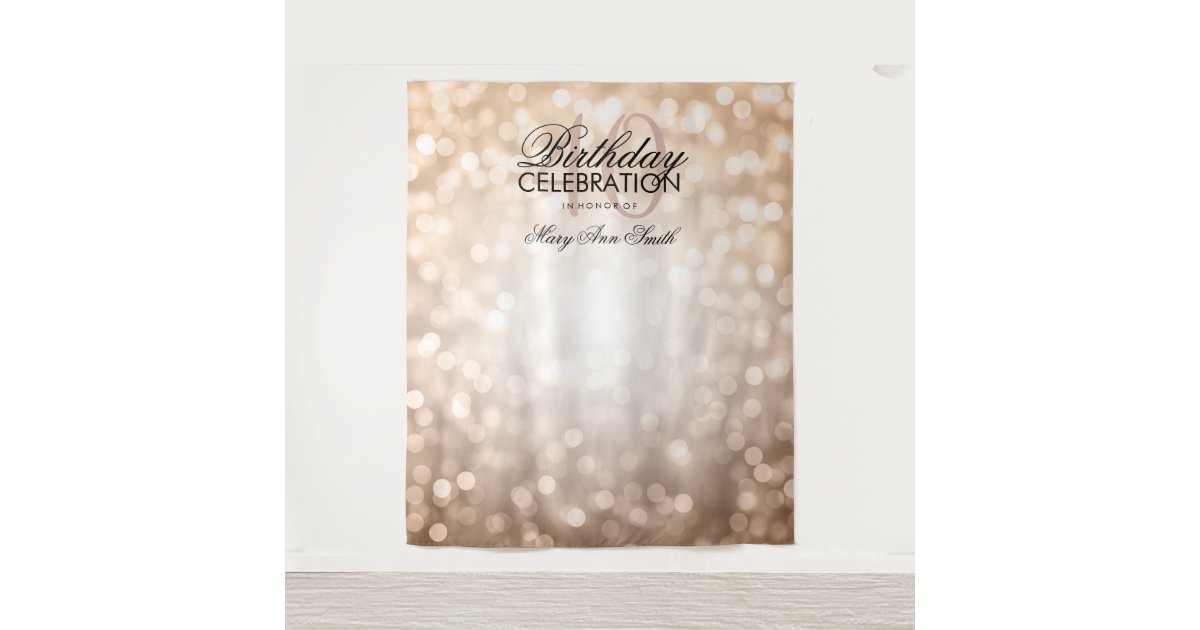 40th Birthday Backdrop Rose Gold Glitter Lights | Zazzle.com