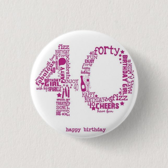 *****40th BIRTHDAY BADGE***** Button (Front)