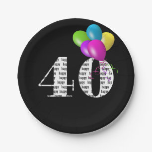 40th birthday balloon bouquet paper plates