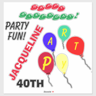 40th Birthday Balloons Personalize Age Sticker