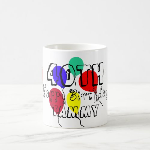 40th Birthday Balloons Personalized Milestone Mugs