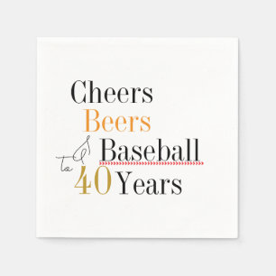 40th Birthday Baseball Cheers and Beers Party Napkins