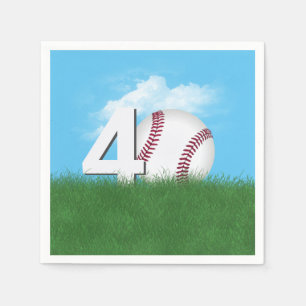 40th Birthday Baseball In Green Grass Napkins