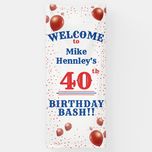 40th Birthday Bash - Party - Hanging Welcome  Banner (Vertical)
